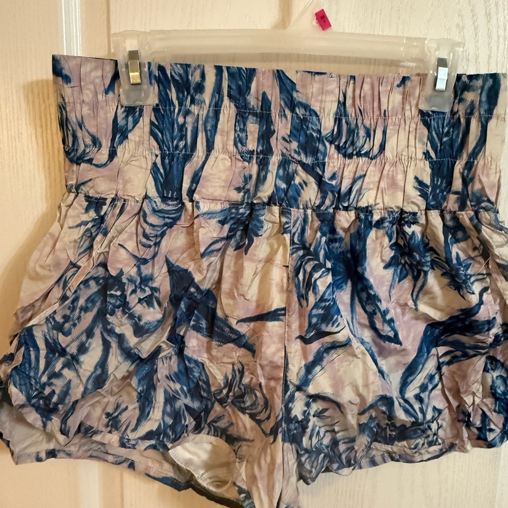 FP Movement by Free People High Waist Blue and Cream Shorts